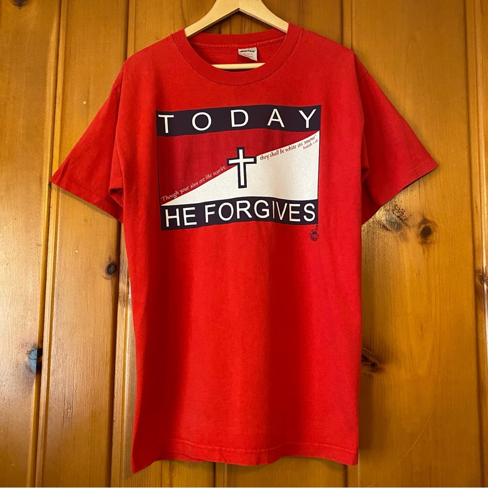 Vintage Jesus T Shirt Tommy Hilfiger Parody Red Large